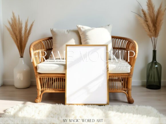 Download Boho Frame Poster Mockup Smart Object - Poster mockup Collection